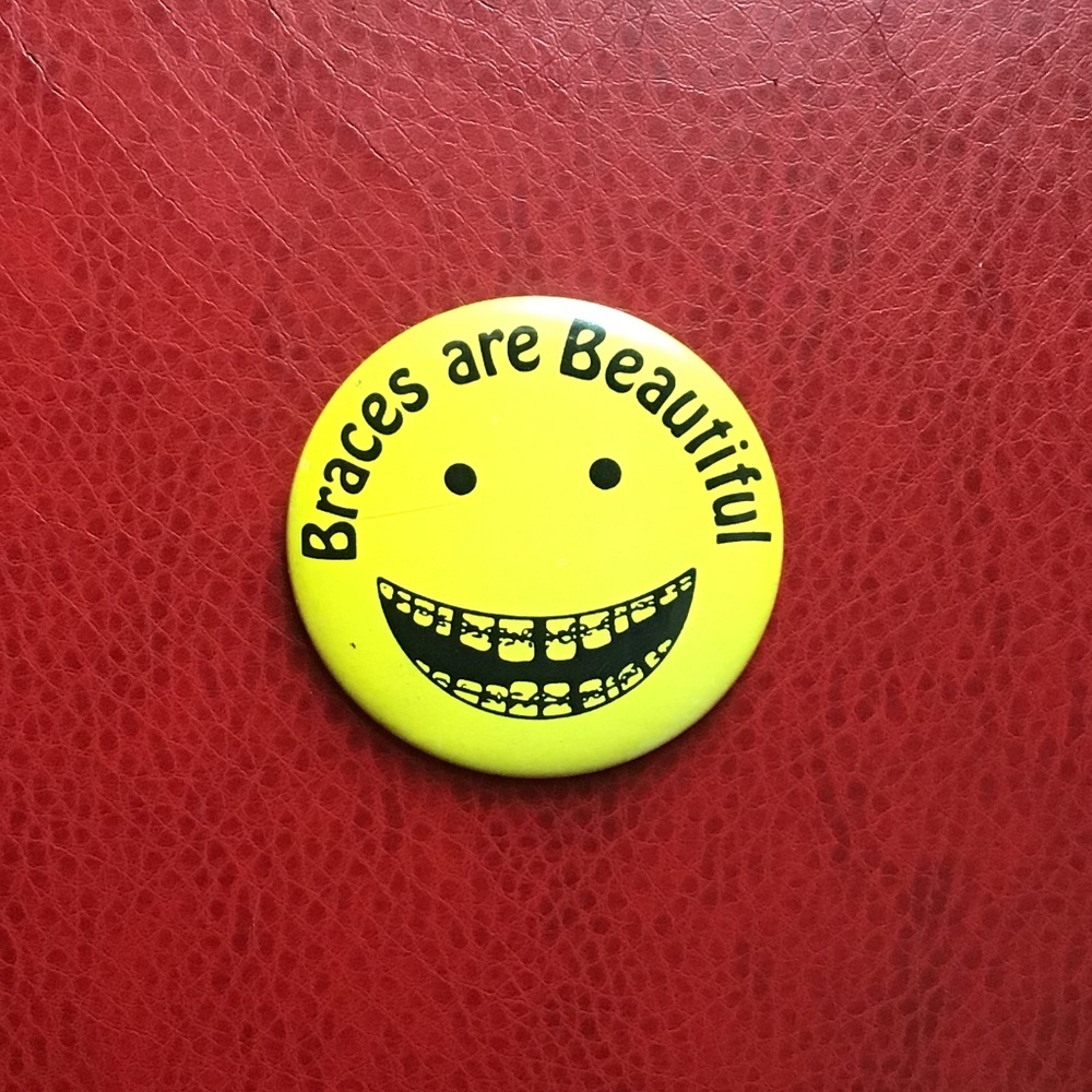 Fun Vintage 80s Smiley Face Pin Brooch Braces are Beautiful